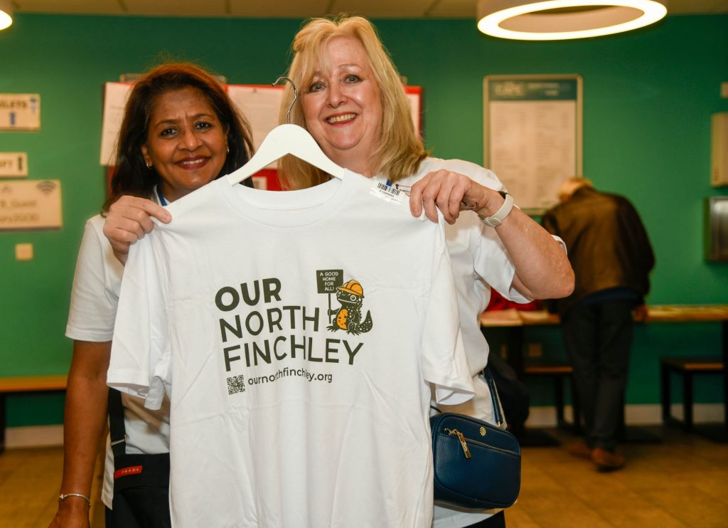 Our North Finchley campaign t-shirt with the newt mascot