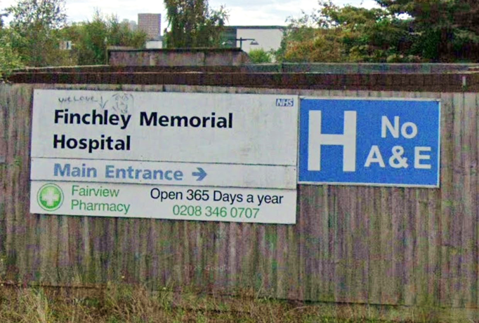 Finchley Memorial Hospital information showing it has no A&E department